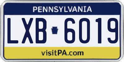 PA license plate LXB6019