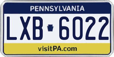 PA license plate LXB6022