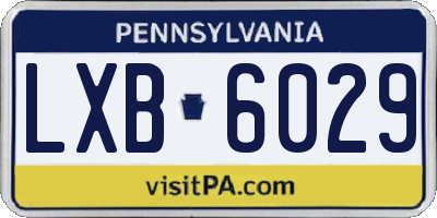 PA license plate LXB6029