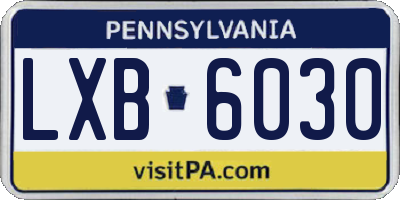 PA license plate LXB6030