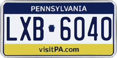 PA license plate LXB6040