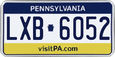 PA license plate LXB6052