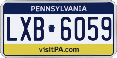 PA license plate LXB6059