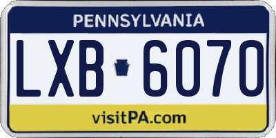 PA license plate LXB6070