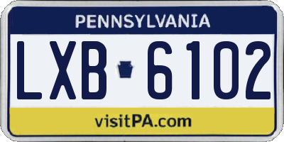 PA license plate LXB6102