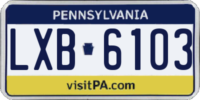 PA license plate LXB6103