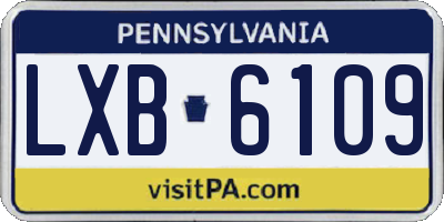 PA license plate LXB6109