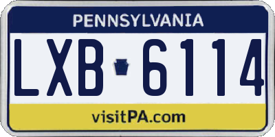 PA license plate LXB6114