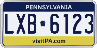 PA license plate LXB6123