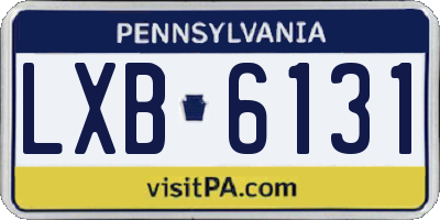 PA license plate LXB6131