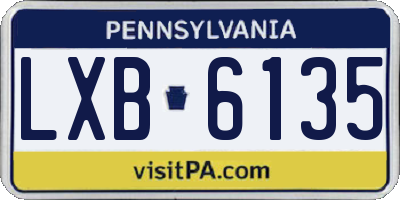 PA license plate LXB6135