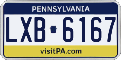 PA license plate LXB6167