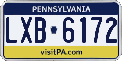 PA license plate LXB6172