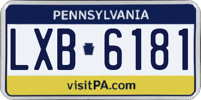 PA license plate LXB6181