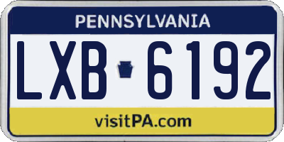 PA license plate LXB6192