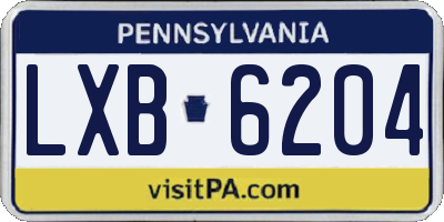 PA license plate LXB6204