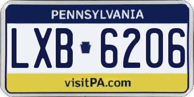 PA license plate LXB6206