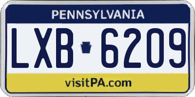 PA license plate LXB6209