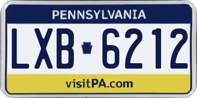 PA license plate LXB6212