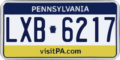 PA license plate LXB6217