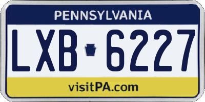 PA license plate LXB6227