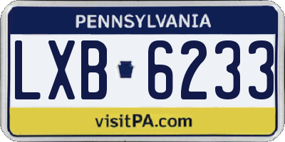 PA license plate LXB6233