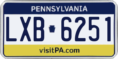 PA license plate LXB6251