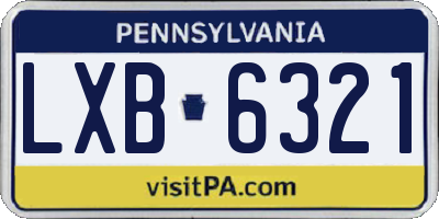 PA license plate LXB6321