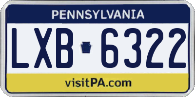 PA license plate LXB6322