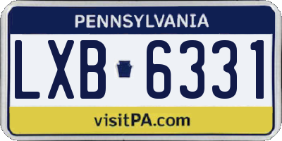 PA license plate LXB6331