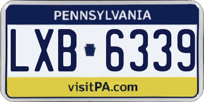 PA license plate LXB6339