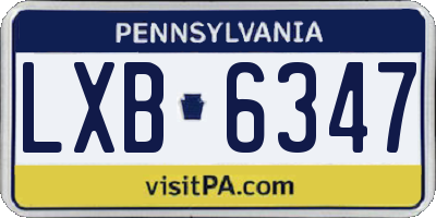 PA license plate LXB6347