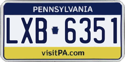 PA license plate LXB6351