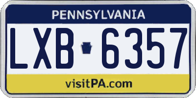 PA license plate LXB6357