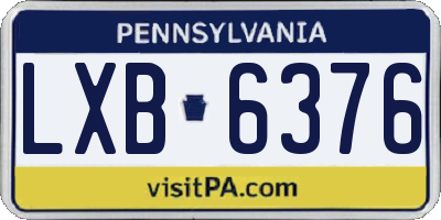 PA license plate LXB6376