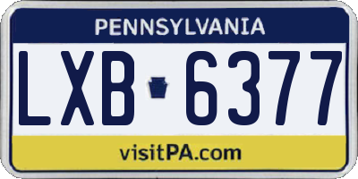 PA license plate LXB6377