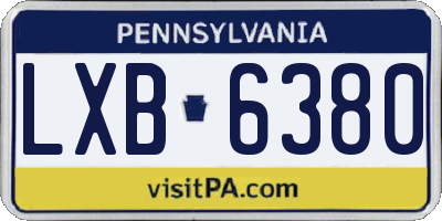 PA license plate LXB6380