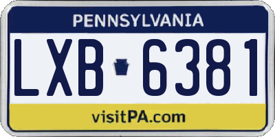PA license plate LXB6381
