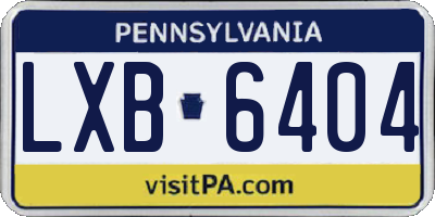 PA license plate LXB6404