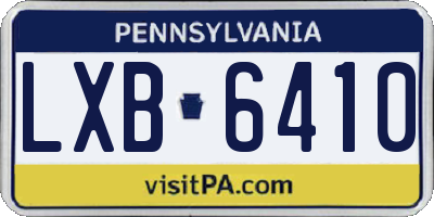 PA license plate LXB6410