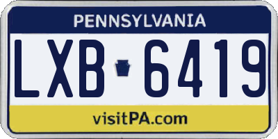 PA license plate LXB6419