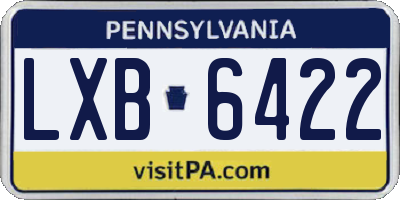 PA license plate LXB6422