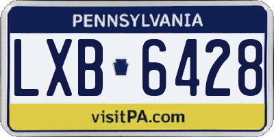 PA license plate LXB6428