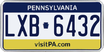PA license plate LXB6432