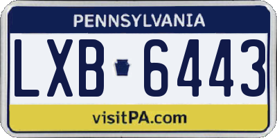 PA license plate LXB6443