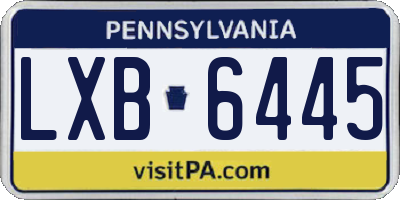 PA license plate LXB6445