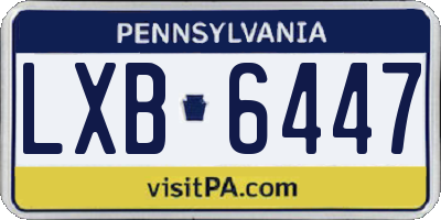 PA license plate LXB6447