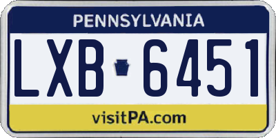 PA license plate LXB6451