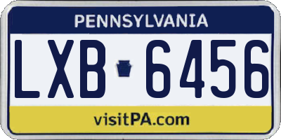 PA license plate LXB6456