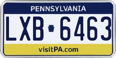 PA license plate LXB6463